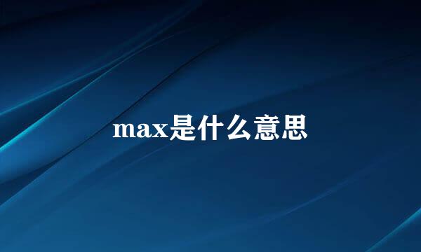 max是什么意思