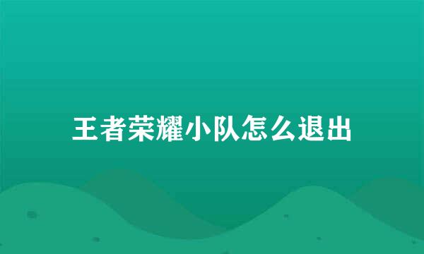 王者荣耀小队怎么退出