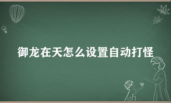 御龙在天怎么设置自动打怪