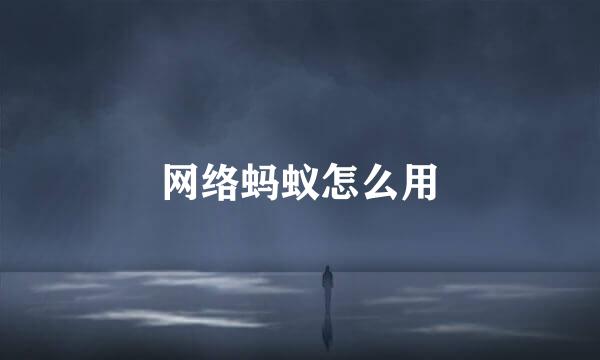 网络蚂蚁怎么用