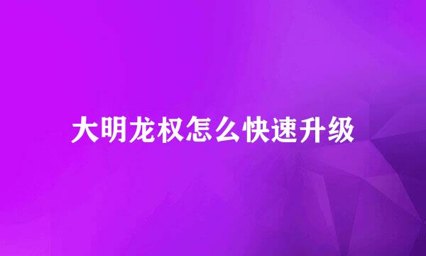 大明龙权怎么快速升级