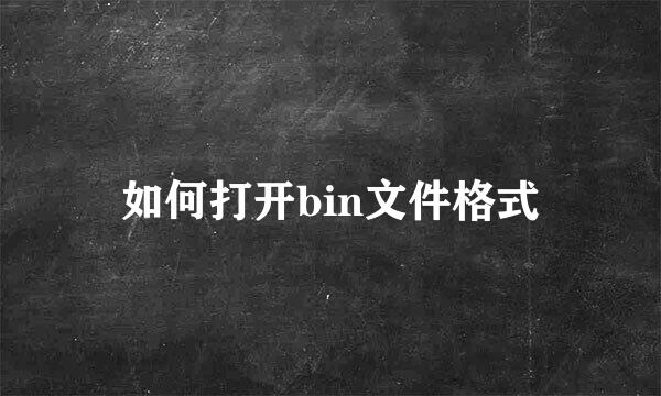 如何打开bin文件格式