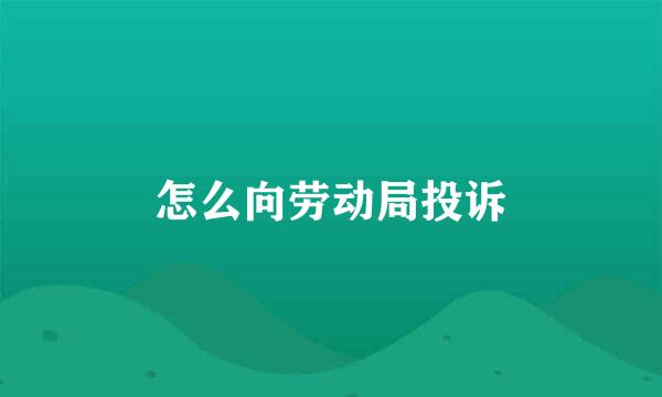 怎么向劳动局投诉