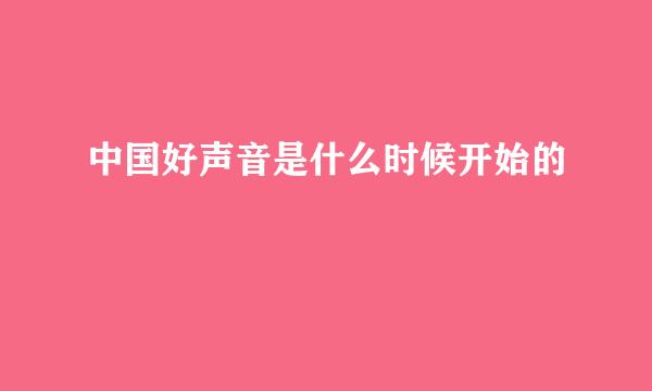 中国好声音是什么时候开始的