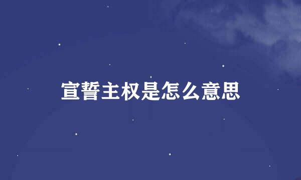 宣誓主权是怎么意思