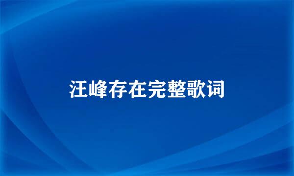 汪峰存在完整歌词