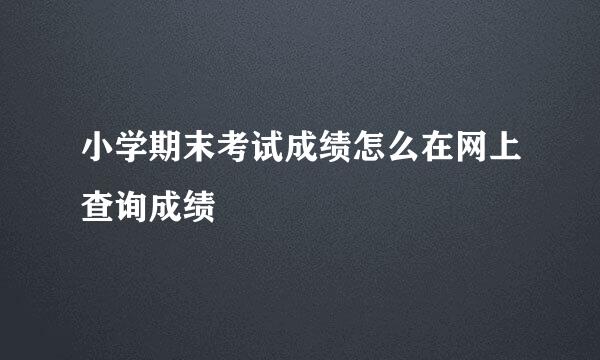 小学期末考试成绩怎么在网上查询成绩