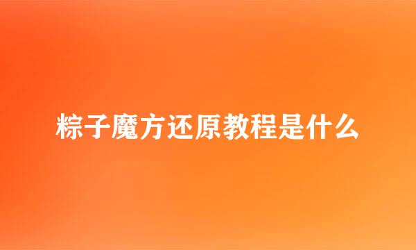 粽子魔方还原教程是什么