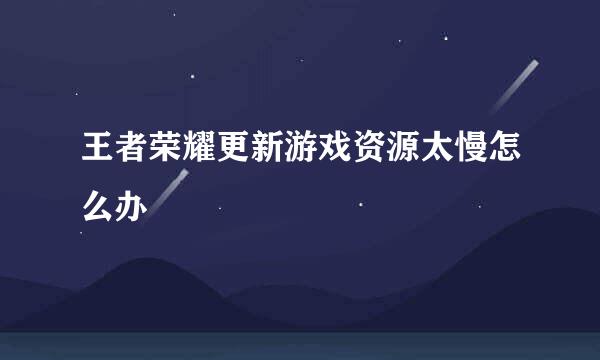 王者荣耀更新游戏资源太慢怎么办