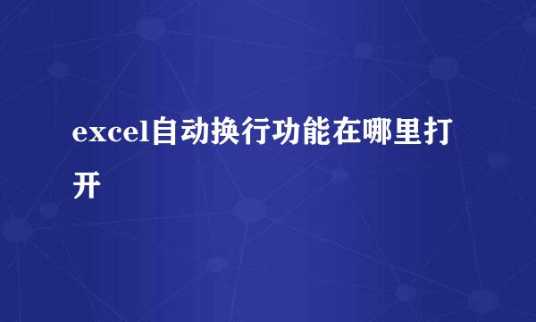 excel自动换行功能在哪里打开