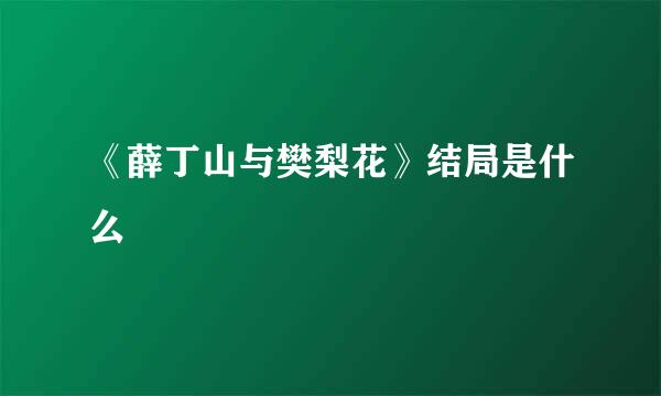 《薛丁山与樊梨花》结局是什么