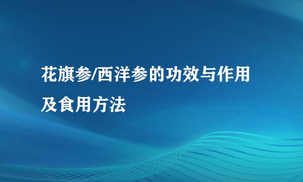 花旗参/西洋参的功效与作用及食用方法