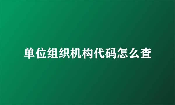 单位组织机构代码怎么查