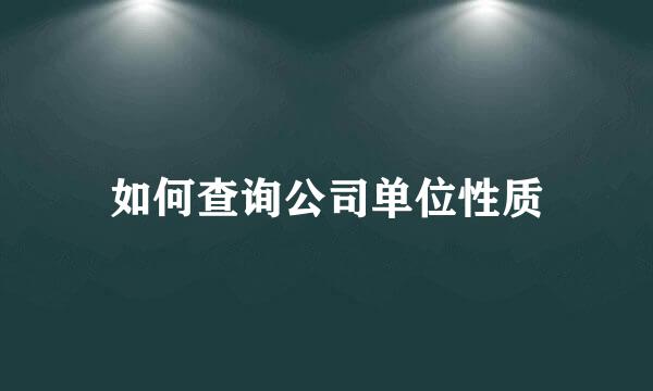 如何查询公司单位性质