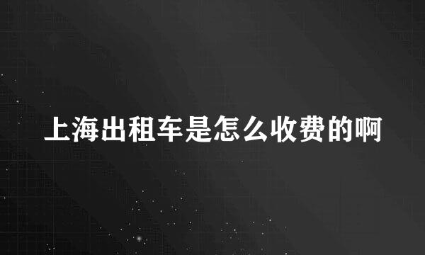 上海出租车是怎么收费的啊