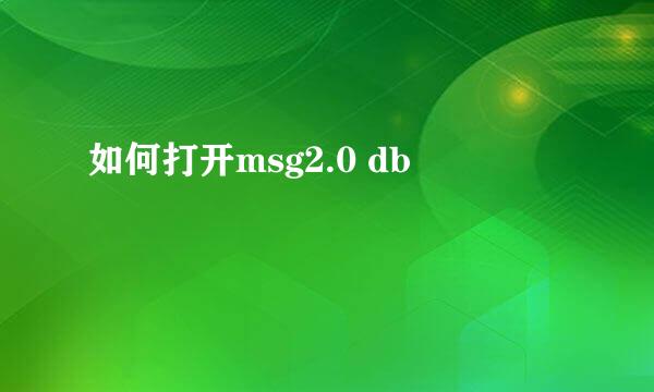 如何打开msg2.0 db