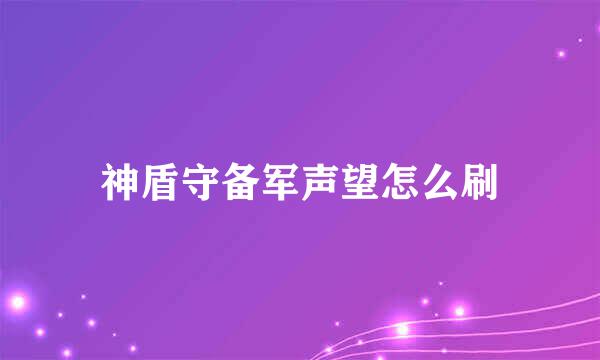 神盾守备军声望怎么刷