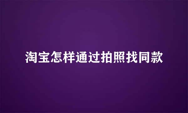 淘宝怎样通过拍照找同款