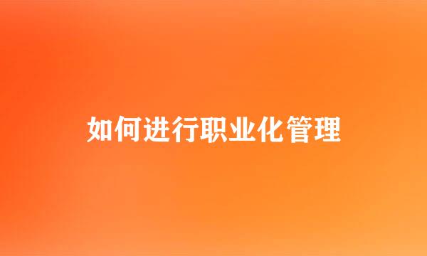 如何进行职业化管理