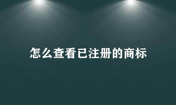 怎么查看已注册的商标
