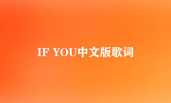 IF YOU中文版歌词