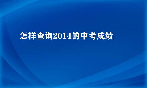 怎样查询2014的中考成绩