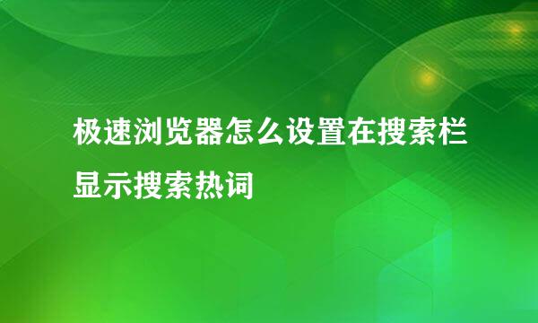 极速浏览器怎么设置在搜索栏显示搜索热词