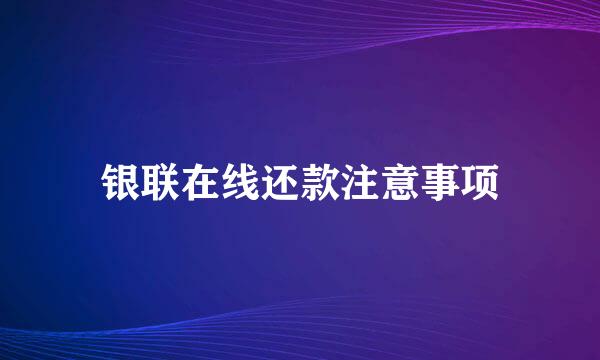 银联在线还款注意事项
