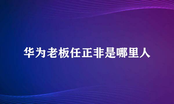 华为老板任正非是哪里人