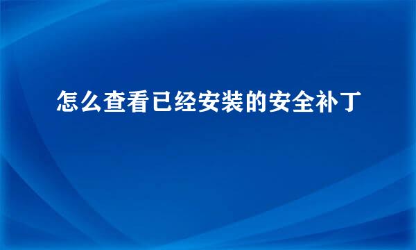 怎么查看已经安装的安全补丁