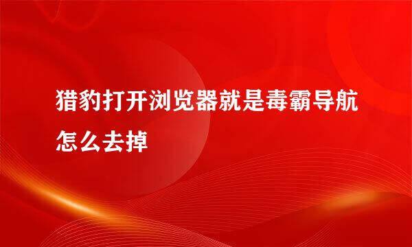 猎豹打开浏览器就是毒霸导航怎么去掉