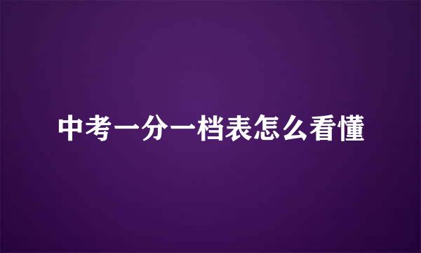 中考一分一档表怎么看懂
