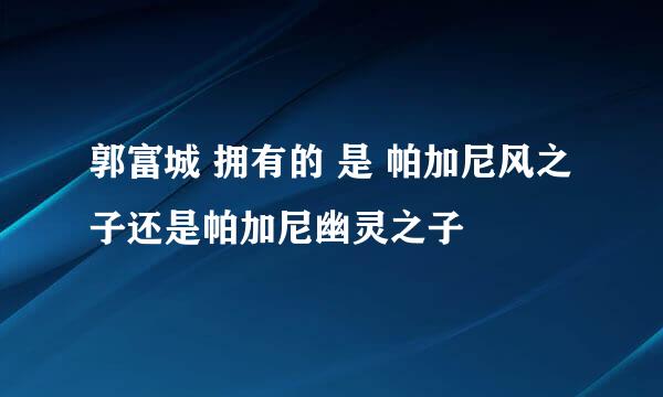 郭富城 拥有的 是 帕加尼风之子还是帕加尼幽灵之子