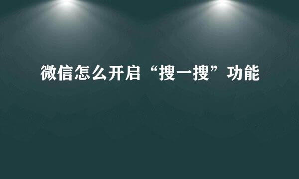 微信怎么开启“搜一搜”功能