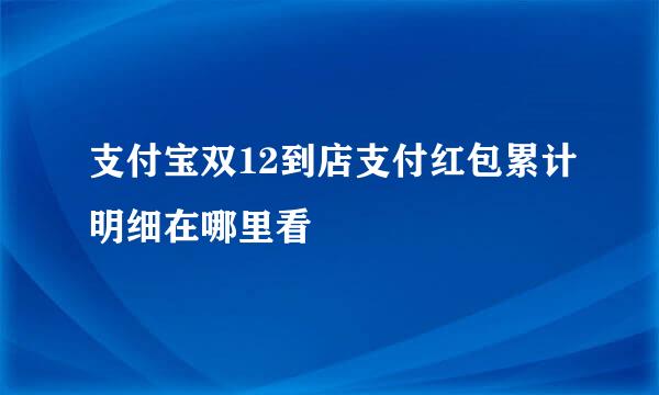 支付宝双12到店支付红包累计明细在哪里看