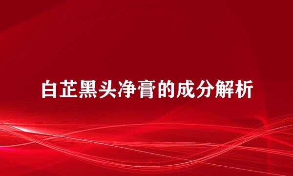 白芷黑头净膏的成分解析