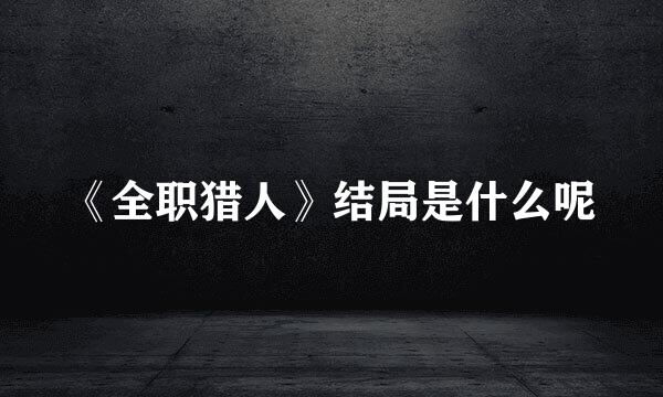 《全职猎人》结局是什么呢