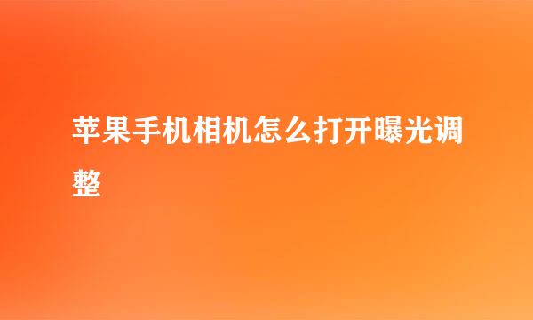 苹果手机相机怎么打开曝光调整