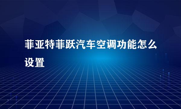 菲亚特菲跃汽车空调功能怎么设置
