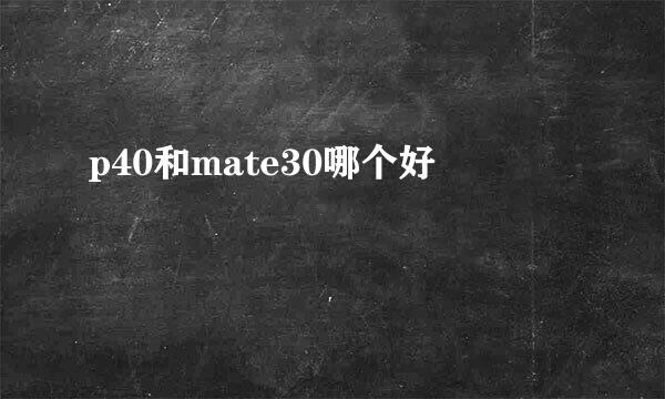 p40和mate30哪个好