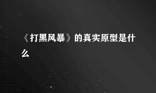 《打黑风暴》的真实原型是什么