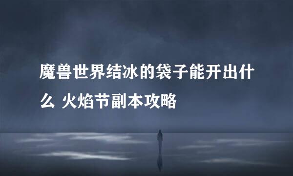 魔兽世界结冰的袋子能开出什么 火焰节副本攻略
