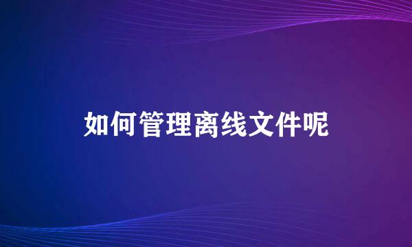 如何管理离线文件呢