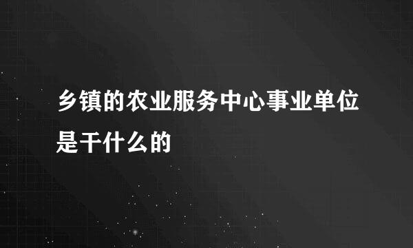 乡镇的农业服务中心事业单位是干什么的