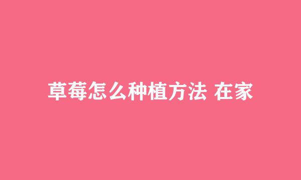 草莓怎么种植方法 在家