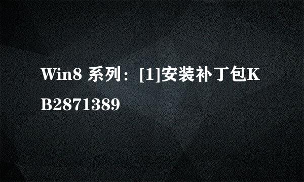 Win8 系列：[1]安装补丁包KB2871389
