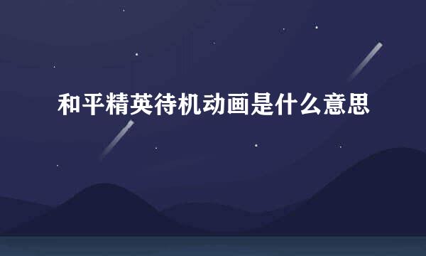 和平精英待机动画是什么意思