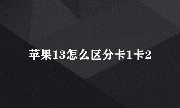 苹果13怎么区分卡1卡2