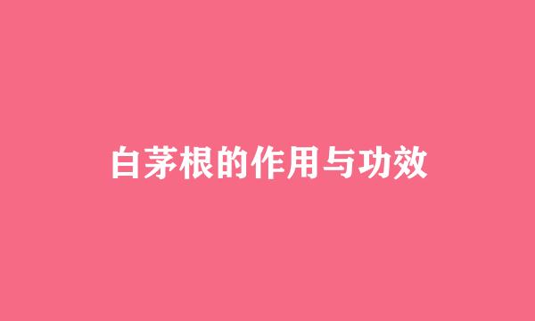 白茅根的作用与功效