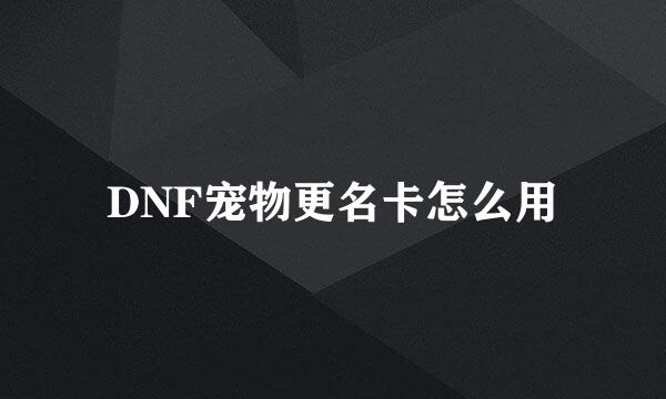 DNF宠物更名卡怎么用